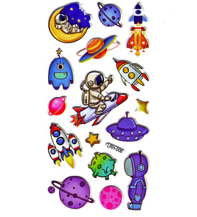 Sticker Kabartmalı Stiker Defter Planlayıcı Etiket (Lrh006)-17x9 cm- Uzay Astronot