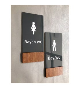 Wooden Serisi Dikey WC Yönlendirme Levha Seti