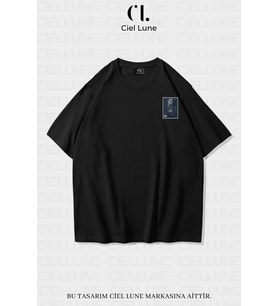 Unisex Kadın Erkek Golden Ratio Baskılı Özel Tasarım Oversize T-shirt (Siyah)