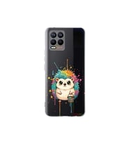 Realme 8 ile Uyumlu Splash Kirpi Tasarımlı Şeffaf Silikon Kılıf