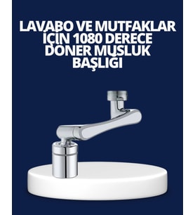 Esnek 1080° Musluk Başlığı 3 Eklemli Hareketli Su Modlu Lavabo Aparatı (74)