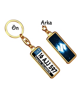 Kişiye Özel Suziki Parıltı Mavi Logo Tema Plaka Anahtarlık (Altın)