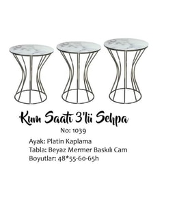 Brc 17532 Zigon KUM SAAT model Beyaz Mermer Temper cam Metal platin renk EL Yapım