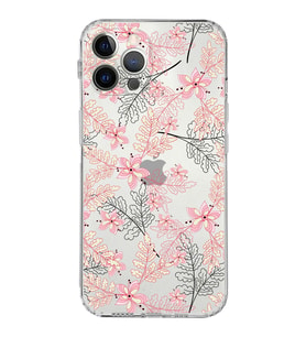Apple iPhone 12 Pro MaxKamera Korumalı Tıpalı Kapak Floral Kırmızı Tasarımlı Şeffaf Kılıf