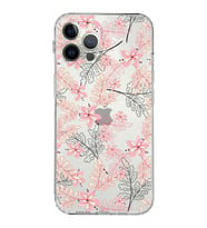 Apple iPhone 12 Pro MaxKamera Korumalı Tıpalı Kapak Floral Kırmızı Tasarımlı Şeffaf Kılıf