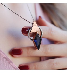 Safir Taşlı Gümüş Otantik Tasarım Kolye