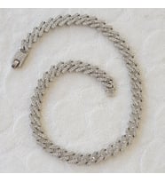 1,5 cm Taşlı Cuban Zincir Unisex