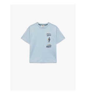 Koton Baskılı Oversize Mavi Erkek Çocuk T-Shirt 6SKB10077TK