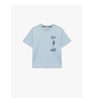 Koton Baskılı Oversize Mavi Erkek Çocuk T-Shirt 6SKB10077TK