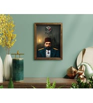 BK Home Sultan II Abdülhamid Han Tasarımlı Doğal Masif Ahşap Çerçeveli Tablo-3