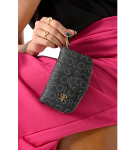 ImPolo Berry Siyah Empirme Baskı Kadın El Cüzdanı 11.5x15.5 Ebatında