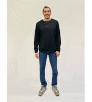 Erkek Bisiklet Yaka Rahat Kalıp 3 iplik Kalın Orta Brooklyn Nakışlı Sweatshirt SPR24SW34 (Siyah)