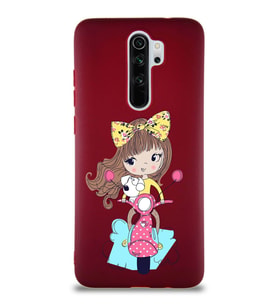 Xiaomi Redmi Note 8 Pro Soft Premier Kapak Vespagirl Tasarımlı Silikon Kılıf - Mürdüm (Şeffaf)
