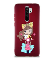 Xiaomi Redmi Note 8 Pro Soft Premier Kapak Vespagirl Tasarımlı Silikon Kılıf - Mürdüm (Şeffaf)