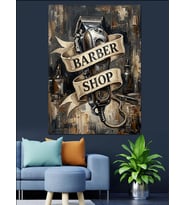 Barber Shop Makas Tabela Dekoratif Kanvas - Mdf Ahşap Tablo