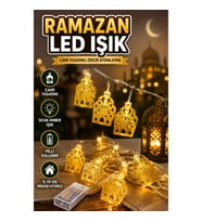 Cami Figürlü Pilli Ramazan LED Zincir Işık Sıcak Sarı Dekoratif Aydınlatma