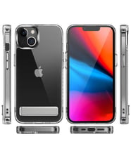 Apple iPhone 14 Kılıf Standlı Şeffaf Silikon Zore L-Stand Kılıf (Renksiz)