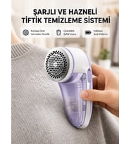 Şarjlı Tiftik Temizleyici – Çıkarılabilir Hazneli, Anti-Statik Fırçalı, USB Şarjlı