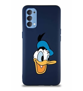 Oppo Reno 4 Soft Premier Kapak Donald Duck-A Tasarımlı Silikon Kılıf - Lacivert (Şeffaf)