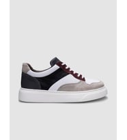 %100 Hakiki Deri Bej-Siyah Bağcıklı Erkek Sneaker