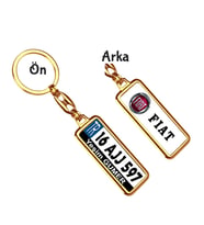 Kişiye Özel Plaka Metal Anahtarlık   Fiat Logo (Altın)