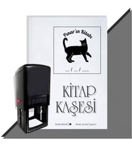 Kişiye Özel  Sevimli Kedi 10 Tarihli Kitap Kaşesi (Siyah)