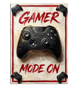 Gamer Mode On Kumanda Dekoratif Kanvas - Mdf Ahşap Tablo