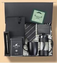 Defter Kalem Kahve Kupa French Press Kartlık Kravat Erkeğe Hediye Seti