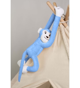 Boumini Toys Boyuna Sarılan Pelüş Maymun Mavi Elleri Çıtçıtlı 55 cm