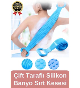 Yıkanabilir Back Scrubber Masaj Etkili Silikon Çift Taraf Duş Lifi Banyo Sırt Kesesi Büyük Boy 70cm