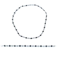 316L Çelik Siyah-Beyaz Zincir Erkek Set SET-137 (Siyah - Beyaz)