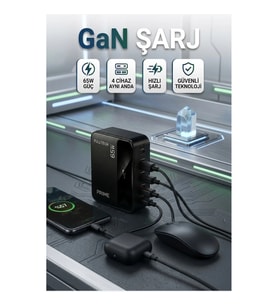 GaN Teknolojili USB-C ve USB-A Çoklu Şarj İstasyonu