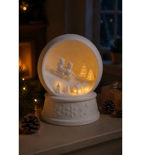 Yılbaşı Temalı Dekoratif Kar Küresi Görünümlü Tealight Mumluk Sıcak Ambiyans Dekoru