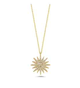 Taşlı Yıldız Altın Kaplama Kolye KLY14 (Gold)