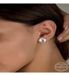 Swarovski Crystal Taşlı Gümüş Çivili Kadın Küpe