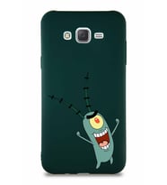 Samsung Galaxy J7 Soft Premier Kapak Plankton Tasarımlı Silikon Kılıf - Yeşil (Şeffaf)