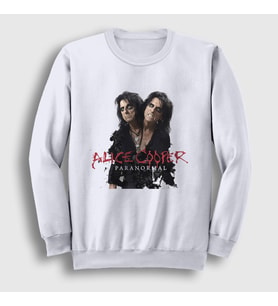 Presmono Unisex Beyaz Paranormal Müzik Alice Cooper Sweatshirt 498699tt