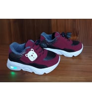 madamemuko SLİP ON IŞIKLI BORDO ÇOCUK SPOR AYAKKABISI ,BAĞCIKSIZ ÇOCUK SNEAKER ,IŞIKLI AYICIKLI