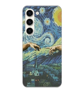 Samsung Galaxy S23 Uyumlu Sanatsal Vintage Desenli Şeffaf Telefon Kılıfı