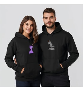 Sevgililer Günü Özel Kombin, 2 Ürün Kapüşonlu Hoodie Sweatshirt (Siyah)