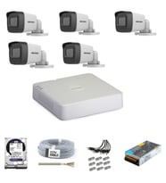 Haıkon 5 Kameralı Güvenlik Kamera Hazır Set 1tb 7/24 Hdd-1tb Kayıt Kapasiteli Sistem (Beyaz)