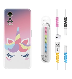 General Mobile GM 21 Pro GM 22 Pro Plus Kılıf Kablo Koruma Spiral Silikon Sweety Unicorn 1737