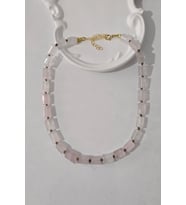 SERTİFİKALI SİLİNDİR PEMBE KUVARS DOĞALTAŞ KOLYE