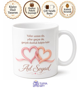 İsme Özel Sadık Arkadaşım Yazılı Kupa Bardak Özel Tasarım Hediye