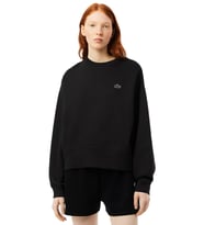Lacoste Oversized Cotton Womens Sweatshirt Bol Kesim Bisiklet Yaka Pamuklu Kadın Sweatshirt Siyah