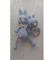 Sevimli Tavşan ve Çıngırak Amigurumi Organik Oyuncak