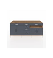 Kronos Konsol 3 Raflı 6 Çekmeceli 4 Kapaklı 220x59x99 Çam-Antrasit/Antrasit