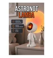 Astronot Figürlü Gün Batımı Efektli LED Masa Lambası – 360° Döner Başlıklı USB Şarjlı Dekoratif Lamb
