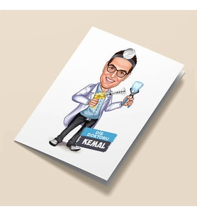 Kişiye Özel İyi Diş Doktoru Karikatürlü Tebrik Kartı