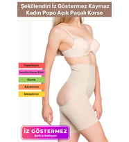 Özel Üretim Toparlayıcı Sıkılaştırıcı Şekillendiri İz Göstermez Kaymaz Kadın Popo Açık Paçalı Korse (Bej)